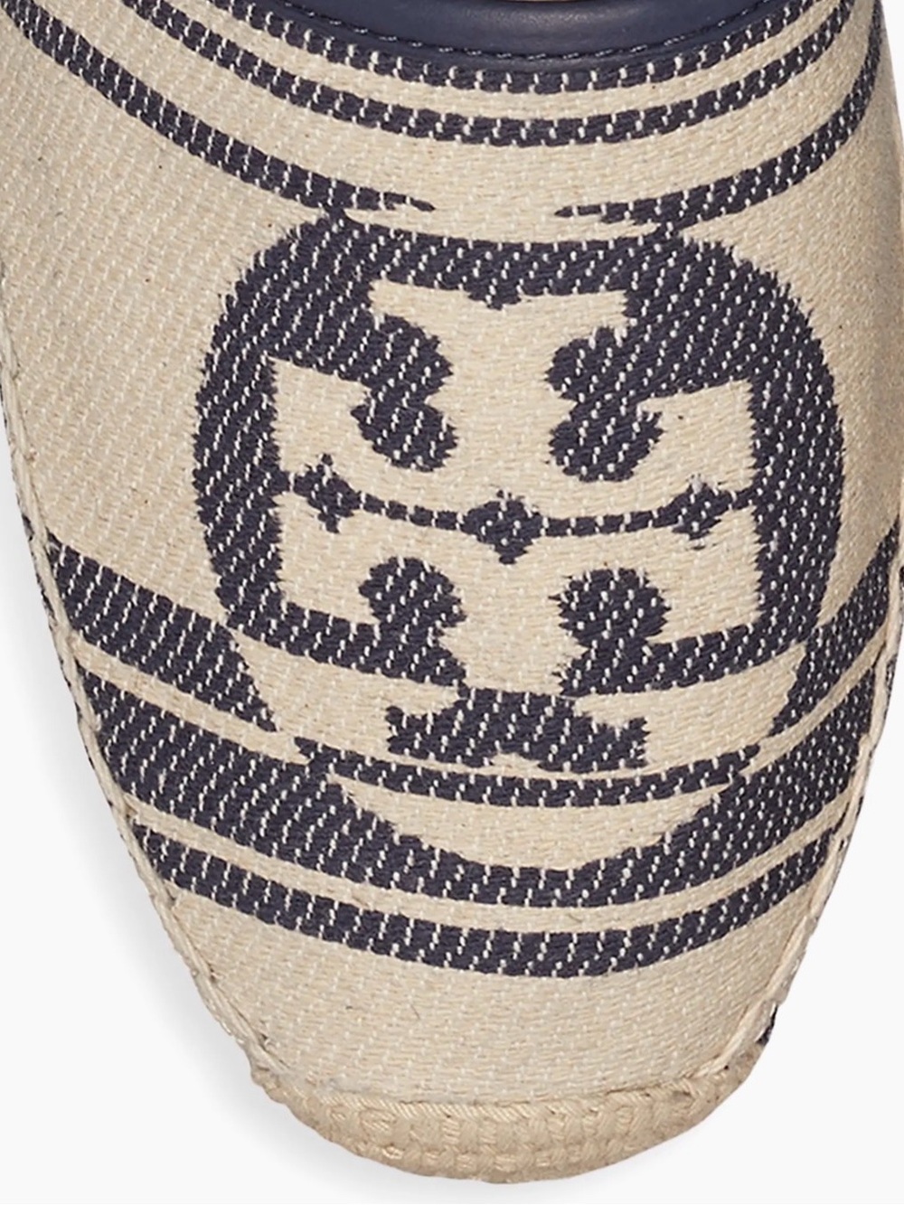 NWOT Tory Burch Logo Navy & Canvas-Leather Platform Espadrilles - Size 10.5 - Picture 3 of 12
